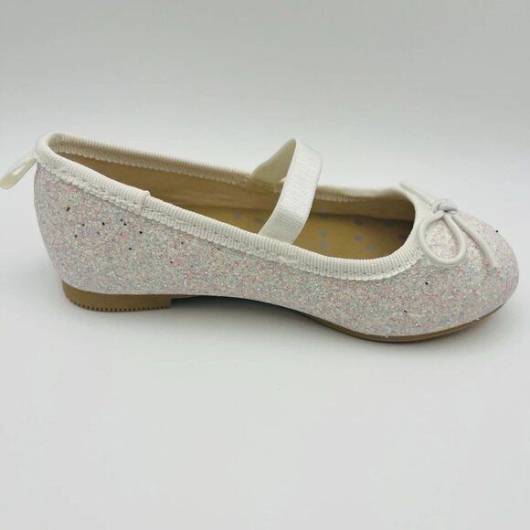 Toddler Girls' Lily Glitter White Slip On Ballet Flats Elastic Strap Size 10 - Picture 2 of 4